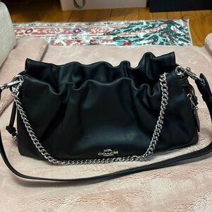 Coach Black Leather Faye  Shoulder Bag with Silver Chain. Never used